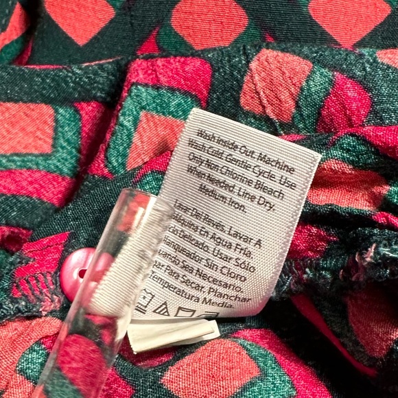 Rose & Teal Geometric Rayon Long Sleeve Shirt Dress With Pockets All Seasons~ 1X - Picture 8 of 10